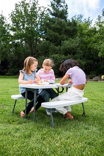 Stansport Compact Portable Kids Picnic Table – Foldable Space-Saving Design with Locking Legs – Lightweight Children’s Picnic Set for Travel, Parks, Campsite – Durable Steel Frame & Easy Clean Surface - style: Kids