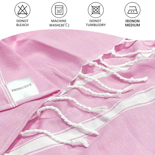 cabanana Turkish Beach Towel Oversized - 40"x70" Quick Dry Sand Free Thin Beach Towels for Adults,Extra Large Cotton Lightweigh Travel Towel for Beach Accessories (Light Pink) - color: Pink