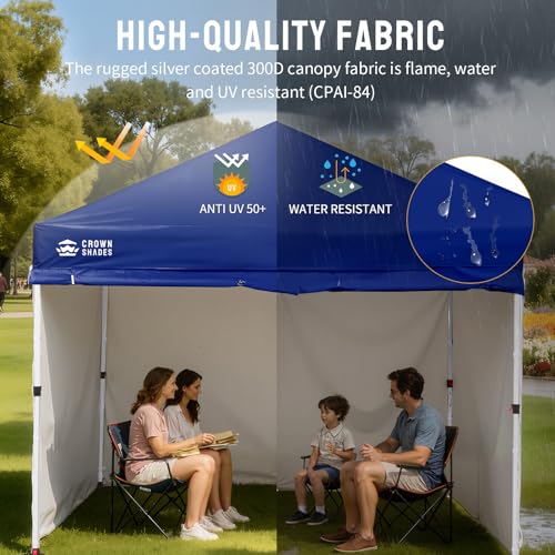 CROWN SHADES 10X10 Commercial Instant Canopy Pop Up Tent with Center Lock, 300D Fabric, 4 Sidewalls, Sto'N Go Bag, Navy Blue - color: Navy Blue, size: 10x10 Classic