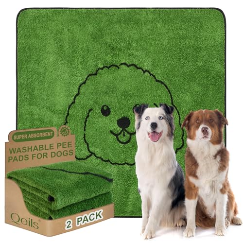 Qeils Reusable Puppy Pads, Washable Pee Pads for Dogs 2 Pack Durable Absorbent Leakproof Dog Training Pads for Home or Travel, Non-Slip Wee Wee Pads Potty Pads 48"x48" - size: 48"x48"(Pack of 2)
