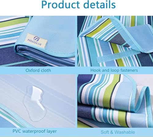 Beach Blanket Extra Large Picnic Blankes Sandproof Waterproof Outdoor Indoor Blanket Lightweight Handy Mat Portable Beach Mat for Camping Hiking Travel Park Grass 80" x 80" - color: Blue