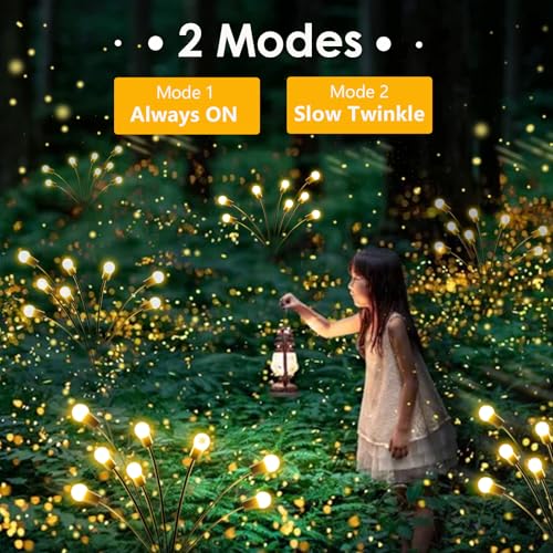 10-Pack Solar Garden Lights, 80 LED Solar Lights Outdoor for Garden Decor, Waterproof Firefly Light Outdoor (Sway by Wind), Swaying Light for Outside Yard Pathway Landscape Decorations (Warm White) - color: Warm White, size: 10 Pack