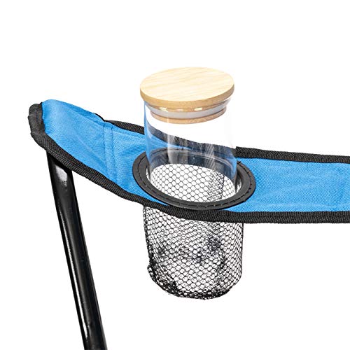 Portable Folding Camping Chair with Arm Rest Cup Holder and Carrying and Storage Bag (Blue)