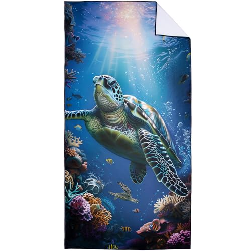 Sea Turtle Beach Towel Oversized 36" x 72", Thin Lightweight Sand Free Quick Dry Microfiber Towel for Swimming Pool Cruise Camping Travel - color: Color_6