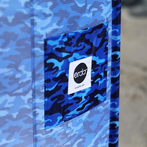 Ocean Camo Elite Beach Recycled Polyester Rip-Stop Extra Tall 42" Lightweight Windscreen, Privacy Screen, Wind Blocker, Free Matching Shoulder Bag (NEW Mahogany Wood Poles)