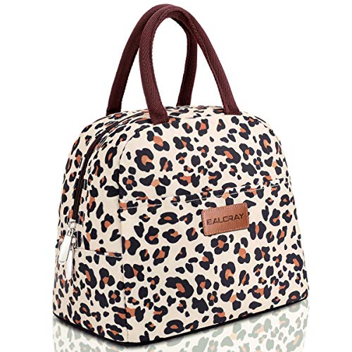 BALORAY Lunch Bag for Women Men Insulated Lunch Box for Adult Reusable Lunch Tote Bag for Work, Picnic or Travel (Beige with leopard) - color: Beige with leopard, size: M