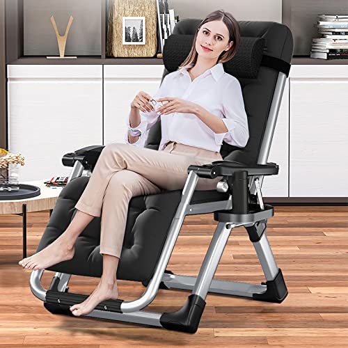 LILYPELLE Zero Gravity Chair, Premium Lawn Recliner Folding Portable Chaise Lounge with Detachable Cushion, Headrest and Cup Holder, Reclining Patio Lounger Chair - color: Black, style: Zero Gravity Chair
