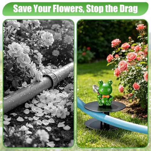 6 Pcs Frog Garden Hose Guide Stakes, 8.7" Heavy Duty Cast Iron Hose Guide for Garden, Metal Water Hose Guide, Rustproof Decorative Hose Guides for Outside Flower Beds, Lawn & Plant Protection - style: Frog