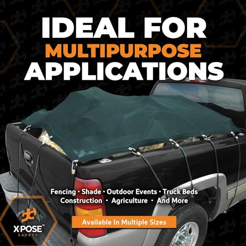 Xpose Safety Heavy Duty Green Mesh Tarp 7' x 18' (2-Pack) – 70% Sunblock Shade Cloth with Grommets for Garden, Fence, Privacy Screen, Canopies, Dump Trucks, Pool Cover – Tear & Weather Resistant - color: Green, size: 7' x 18' (2-Pack)