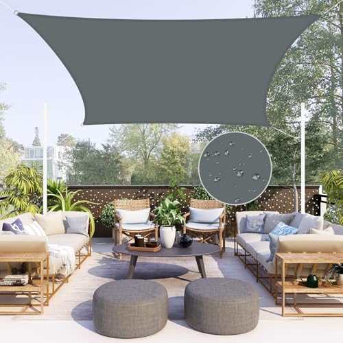 Neween Shade Sails, Waterproof Sun Shade Sail Rectangle UV Block Canopy Sun Shade for Outdoor Patio and Garden, Yard Activities (13'x16',Gray) - color: Gray, size: 13'x16'