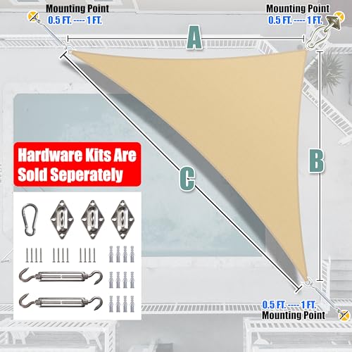 Amgo 12' x 12' x 17' Beige Right Triangle Sun Shade Sail Canopy Awning Cloth AGTAPRT12 - UV Blockage, Water & Air Permeable, Heavy Duty Commercial Grade, Outdoor Patio Garden (We Make Custom Size) - color: Beige, size: 12' x 12' x 17'