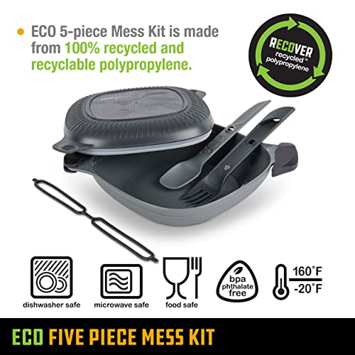 UCO Recycled ECO 5-Piece Camping Mess Kit with Bowl, Plate, Switch Spork Utensil Set - color: Midnight