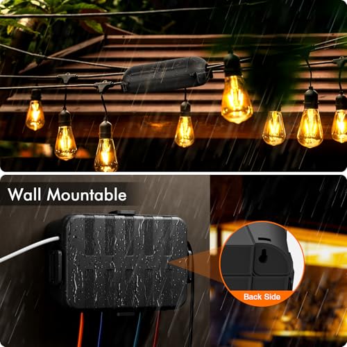 RESTMO 5-Piece Outdoor Waterproof Electrical Box Set – 12.5" x 8.5" x 5" Large & 7.1" x 2.3" x 2.3" Small, Weatherproof Boxes for Power Strip, Outlet, Plug, Socket, Timer, Holiday Light, Black - color: Black