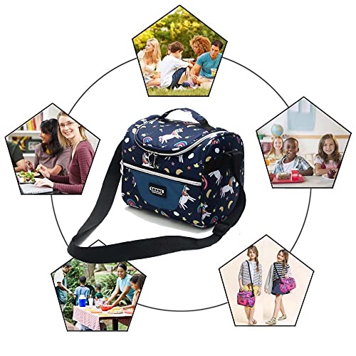 Lunch Bag insulated Cooler Lunch Box Tote 7L Blue Unicorn Bento Bags - color: 7L Blue Unicorn