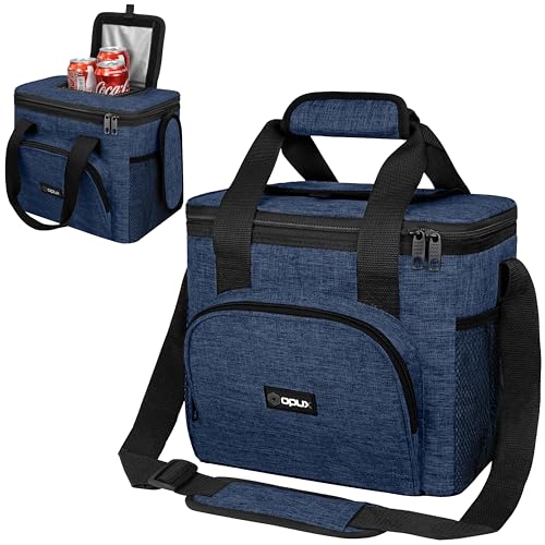 OPUX Soft Cooler Bag, Insulated Collapsible Lunch Cooler Tote for Men Work Camping Beach Travel, Portable Soft Sided Leakproof Waterproof Large Lunch Bag Box with Shoulder Strap 24 Cans, Heather Navy - color: Heather Navy, size: 24 Cans