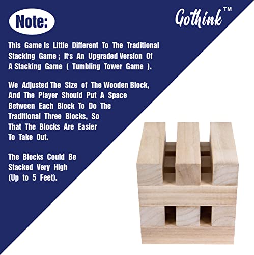 GOTHINK Giant Tumbling Tower Game, Super Large 51pcs Wooden Blocks Stacking Game, Stacking Up to 5.5 Feet, Timber Blocks with Carry Bag, Jumbo Blocks Outdoor Indoor Game Toy Gift for Kids and Adults - size: XL- Up to 5.5FT