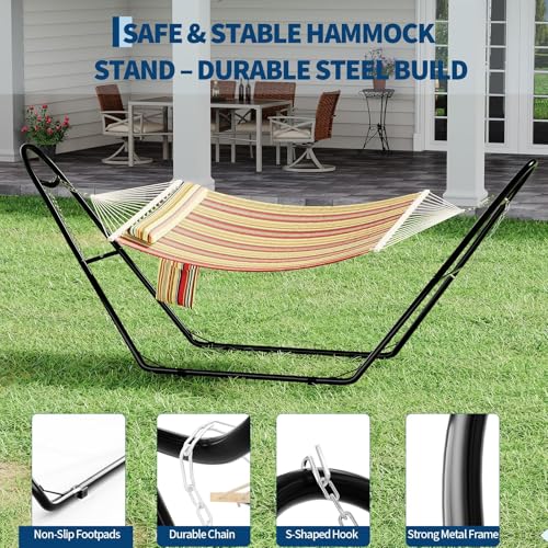 Universal Double Hammock Stand, 550-Pound Capacity, Heavy-Duty Hammock Stand for Outside, Fits 9 to 14 Foot Hammocks, Black - color: Ship-shaped