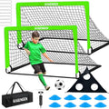 Soccer Goal, 2 of 6x4 Soccer Goals for Backyard with Soccer Net, Soccer Ball, Target, Cones, Soccer Training Equipment for Toddler Kids Youth - color: Green