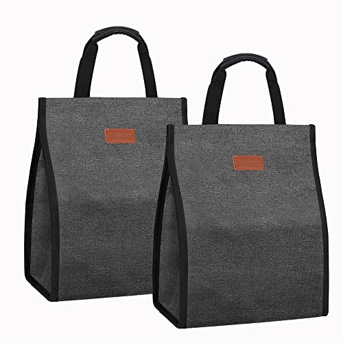 Lunch Bags for Women Insulated Reusable Lunch Tote with Internal Pocket, Lunch Tote bag for Work (Charcoal Grey) - color: Charcoal Grey, size: 2 Pack