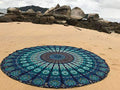 raajsee Mandala Round Beach Tapestry Hippie/Boho Beach Blanket Roundie/Indian Cotton Throw Bohemian Round Table Cloth/Yoga Mat Meditation Picnic Rugs 70 inch Circle (TURQUOISE) - color: TURQUOISE