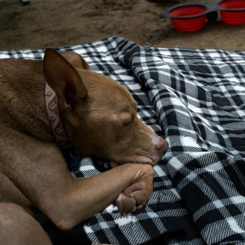 Large Outdoor Waterproof Blanket Extra Thick Fleece Stadium Blanket for Camping, Car, Pet, Picnics - Windproof, Wearable, Machine Washable 80" x 58" (Black Check) - color: Black Check