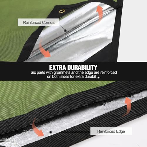 RedSwing 2-Pack Heavy Duty Survival Blanket, Waterproof Emergency Thermal Tarp, Multipurpose Reflective Insulated All Weather Blankets for Camping Hiking, Green,11.8 x 8.5 ft - color: 2-pack Green 142"x102"