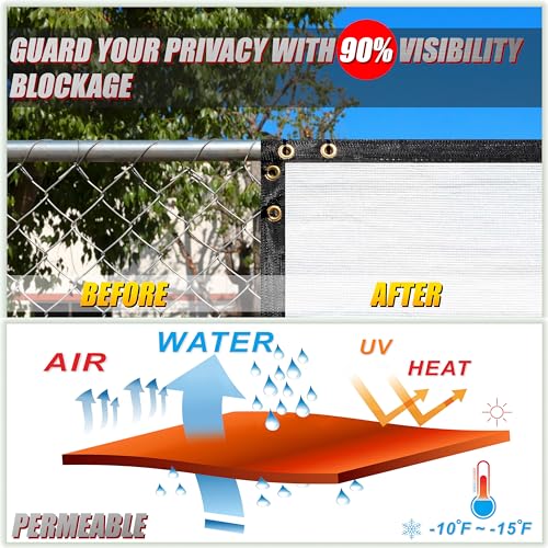 ColourTree Customized Size White 3' x 1' Balcony Privacy Screen, Apartment Porch Railing Patio Fence Windscreen Fabric Cloth - Commercial Grade 170 GSM - 3 Years Warranty & Cable Zip Ties Included - color: White, size: 3' x 1' Custom Size