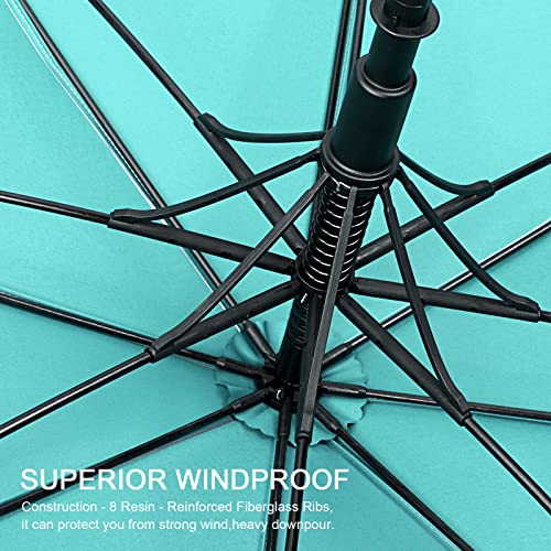 G4Free Vented UV Golf/Beach Umbrella 68" Arc, Auto Open Oversize Extra Large Windproof Sun Shade Rain Umbrellas - color: Silver/Lake Blue