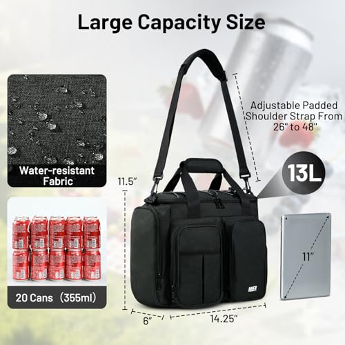 MIER Lunch Box for Men Heavy Duty Insulated Lunch Bag 20 Cans Large Leakproof Soft Cooler Bags with Multiple Pockets for Picnic Work Travel (Dark Gray) - color: Dark Grey