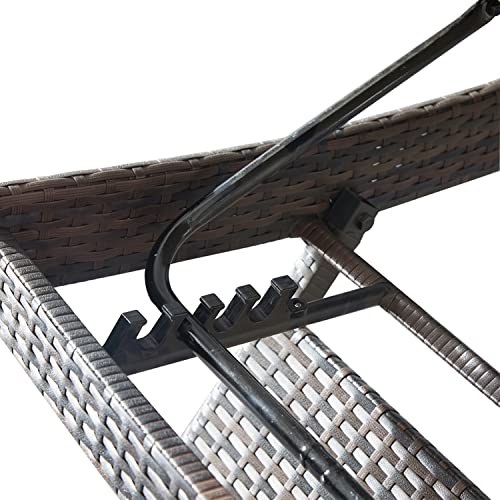 PE Rattan Adjustable Backrest Chaise Lounge Set 4 with 1 Side Table, Outdoor Pool Recliner Patio Chairs Lounge Chair Set 4 with 1 Coffee Table for Outside Beach Poolside Sunbathing - color: 4 Chairs + 1 Table