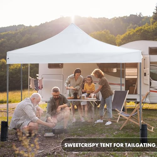 OLIXIS 10x10 Ft Pop Up Canopy Tent, Waterproof Portable Outdoor Shade Canopy with Sand Bags for Beach, Backyard Parties & Events, Pure White - color: Pure White, size: 10 x 10 ft
