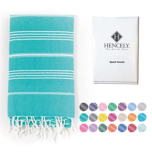 Hencely Turkish Beach Towel 37x68 Oversized, Sand-Free, Quick-Dry, Lightweight - Travel Essential for Pool & Bath - Striped 100% Cotton Bathroom Towels Accessories Gift (Mint Green) - color: Mint Green