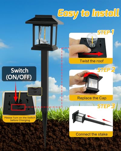 16-Pack Solar Lights Outdoor (Extra-Bright & Auto On/Off), Solar Powered Garden Lights, Outdoor Waterproof Solar Pathway Lights for Patio, Path, Yard, Landscape, Driveway, Walkway Decor (Warm White) - size: 16 Pack