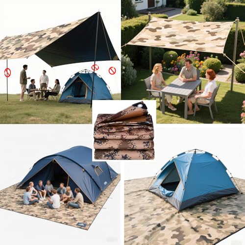 Waterproof Tarp CamouflageThickening Multi-Size Sun Shade Sail Customized Tarpaulin Sunrays Block Awning for Patio Canopy Rain Cover Canvas Sunshade Camp Outdoor Gardens Canopy (6.3ft*9.5ft) - size: 6.3ft*9.5ft