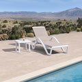 PURPLE LEAF Patio Chaise Lounge Chair Set Outside Aluminum Plastic Stackable Tanning Chairs with Armrests and Side Table for Pool Sunbathing Beach Deck Outdoor Lounger, Khaki - color: Khaki, style: 1 chair(w/Arms) + 1 table
