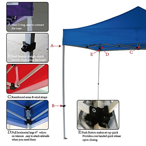 10'x10' Pop Up Canopy Tent Commercial Instant Shelter with Heavy Duty Roller Bag, 4 Canopy Sand Bags, 10x10 FT Orange - color: Orange