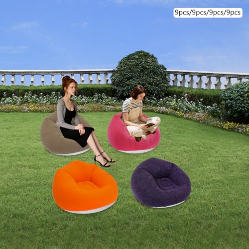 9 PCS Inflatable Ultra Lounge with Ottoman,Blow up Couch Load 264.55 Lbs,Inflatable Bean Bag Chairs for Homes, Yards, Lawns, Campsites, Balconies,Offices,Gardens (Orange) - color: Orange