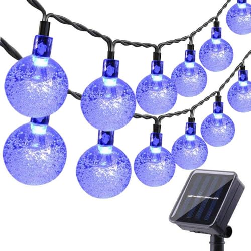 Toodour Solar String Lights Outdoor, 36ft 60 LED Globe String Light with 8 Mode, Waterproof Crystall Ball Lights Solar Patio Lights for Garden, Lawn, Patio, Gazebo, Yard, Outdoor Decor - Blue - color: Blue, size: 36ft