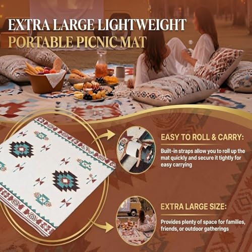 White Picnic Blanket, Extra Large Soft Cotton Gauze Picnic Rug 71"x71", Lightweight Breathable Blanket with Leather Handle, Machine Washable for Beach, Camping, Park, Couples (Cream) - color: Cream