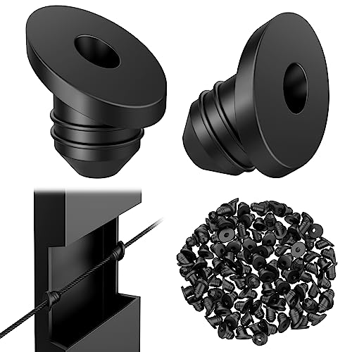 BLIKA 100 Pack 30 Degree Cable Railing Rubber Grommets for 1/8" 5/32" 3/16" Cables for Metal Cable Railing Posts, 30 Degree Angle Beveled Protector Sleeves, 1/8" Cable Railing Grommet, BL10-A - size: 30 Degree