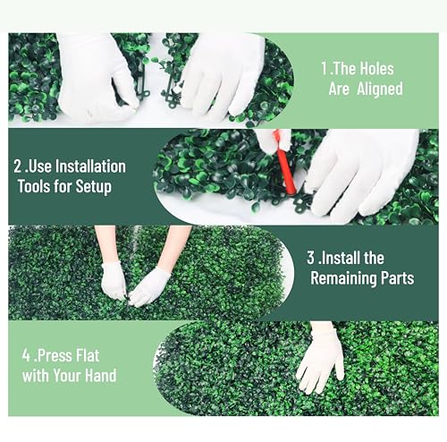 Heavy Duty Boxwood Panel 12 Pack 20"x20" - Artificial Grass Wall Panel, Dense Privacy Hedge with Zip Ties, UV Protected Faux Greenery Backdrop for Garden Fence Outdoor Decor (33 Sq Ft) - color: Green, size: 12 packs