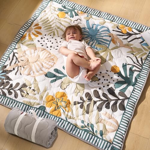 Momcozy Baby Play Mat for Floor, 50"x50" Thickened Playpen Mat, Playmate for Baby Tummy Time, Waterproof & Non-Slip, Foldable Outdoor Mat with Carrying Handle, Forest World - color: Forest World
