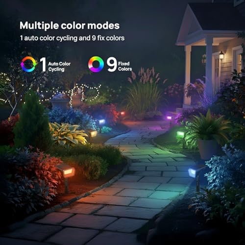 Linkind RGB Solar Spot Lights Outdoor Waterproof IP67, 60 LED 10 Lighting Modes Color Changing Landscape Lighting for Garden Yard Pathway Decorations (4 Pack, Multicolor) - color: Multicolor, size: 4 Pack
