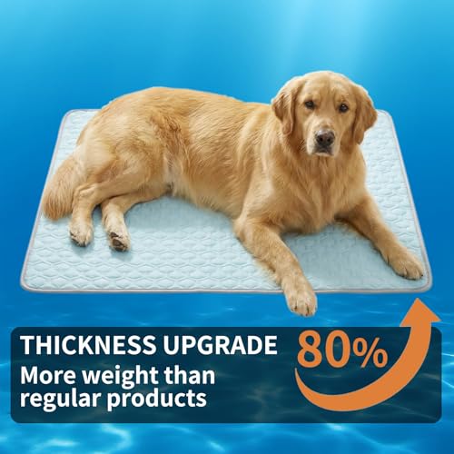 HAOMAIJIA Pet Cooling Mat for Dogs Thick Soft Washable Dog Cooling Mat Indoor Upgrade Waterproof Non-Slip Self Cooling Pad for Dog and Cat (Sky Blue, 19'' x 30'' Medium) - color: Sky Blue, size: 19'' X 30'' (Medium)