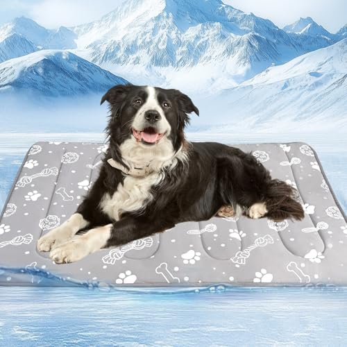 MH MYLUNE HOME Upgrade Cooling Mat for Pets, 44”x32” Cool-Chill Fiber Reinforced Padding, Heat-Absorbing Color-Changing Pet Pad, Foldable/Washable Summer Bed - size: X-Large: 44"x32"