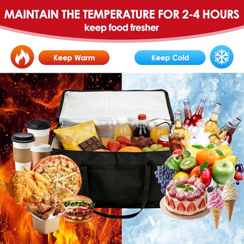 3-Pack XXXL Insulated Bags for Food Delivery with Removable Hard Bottom, Large Capacity & Heavy-Duty Catering Bag, Foldable & Reusable, Grocery Bags for Catering, Shopping, Travel