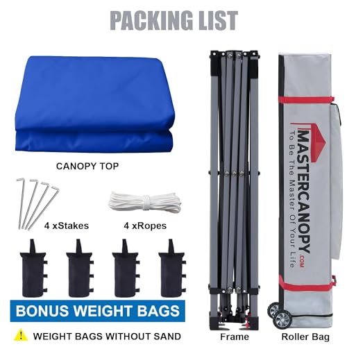 MASTERCANOPY Heavy Duty Pop-up Canopy Tent with Sidewalls (10x10,Blue) - color: Blue, size: 10x10