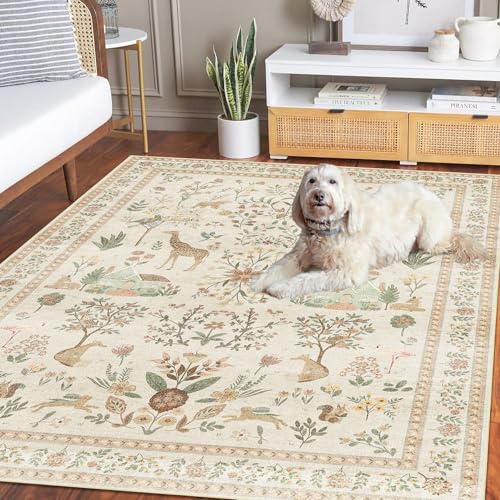 Beige Rug Door Mat Indoor Entrance, 2x3 Rug Washable Boho Floral Botanical Animal Small Area Rug, Non-Slip Low Pile Throw Rugs for Kitchen Front Door Indoor Entrance Entry, Laundry, Bathroom - color: B#pink (Animal), size: 2' x 3' (Rectangular)