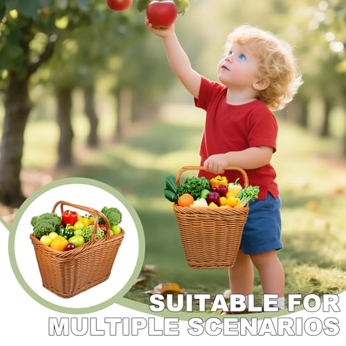 Small Picnic Basket with Foldable Handle – Perfect for Outdoor Picnics, Bike Rides, Garden Harvest & Home Decor (Brown) - color: Brown