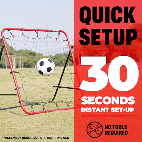 Soccer Rebounder Kickback Football Rebound Net (Adjustable Angle) Portable Easy Setup